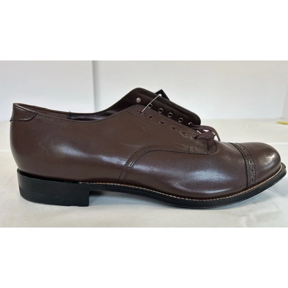 NWOB Stacy Adams Classic Madison Brown Leather Cap Toe Oxford Shoes USA Men's 10